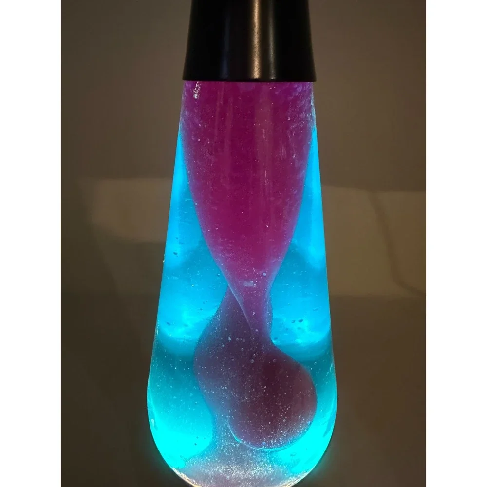 Vintage 1994 Lava Lite Midnight Series Lava Lamp Blue Liquid Black Base 16